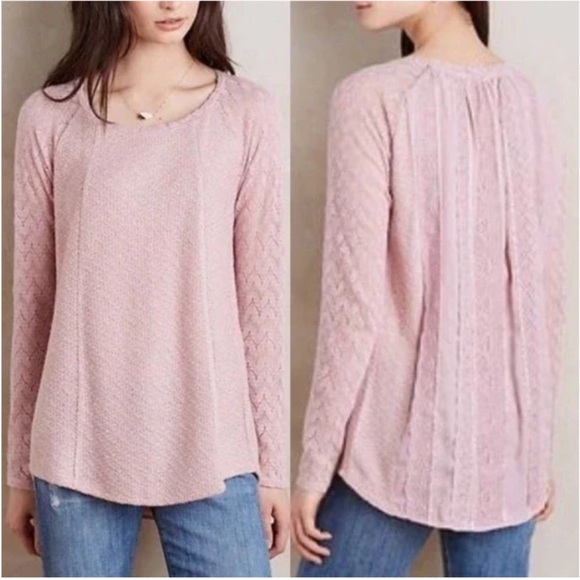 Anthropologie One September Rosanella pink mixed media blouse top XS - Picture 1 of 2